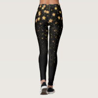 Gold Star Foil Sparkle Rose Quartz Serenity Blue Leggings