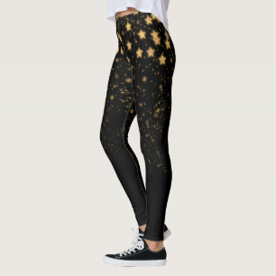 Gold Glitter Stars Leggings