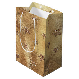 Gold Glitter Stars Medium Gift Bag