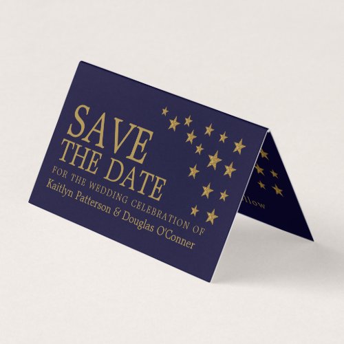 Gold Glitter Stars Photo Save The Date Card