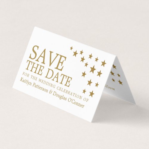 Gold Glitter Stars Photo Save The Date Card