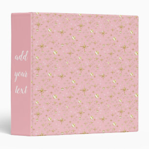 Gold glitter stars, pink and gold 3 ring binder