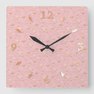 Gold glitter stars, pink and gold large clock
