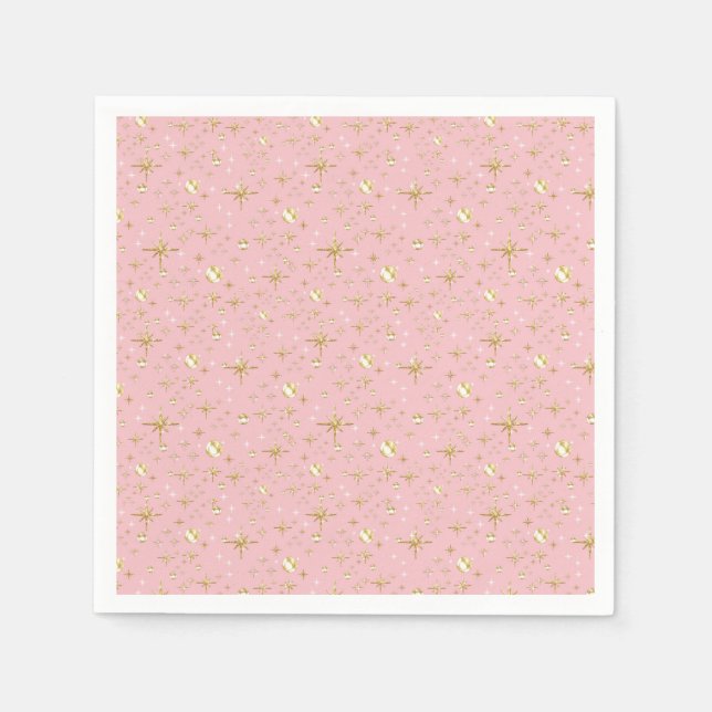 Gold glitter stars, pink and gold napkins (Front)