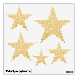 Gold Glitter Stars Room Wall Decals