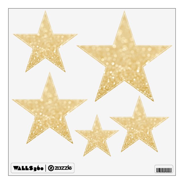 Gold Glitter Stars Room Wall Decals (Front)