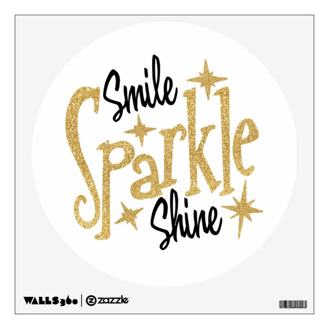 Gold Glitter Stars Smile Sparkle Shine Wall Sticker (Front)