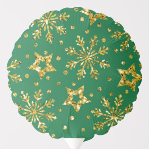 Gold Glitter Stars & Snowflakes Balloon