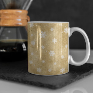 Gold Glitter Stars Snowflakes Coffee Mug
