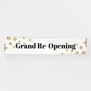 Gold Glitter Stars Sparkle Grand Re-opening Banner