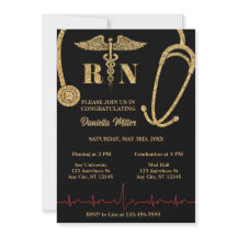 Gold Glitter Stethoscope RN Caduceus Graduation