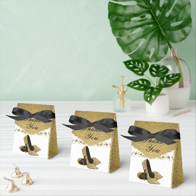 Gold Glitter Stiletto Heels  Favor Boxes (Multiple)