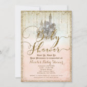 Gold Glitter Storybook Castle Baby Shower Invitation (Front)