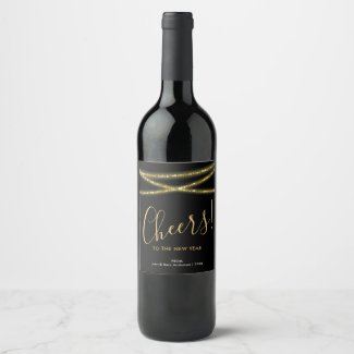 Gold Glitter Strings | Cheers to the New Year Wine Label