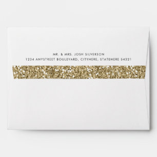 Gold Glitter Stripe and Printed Liner Pattern Envelope