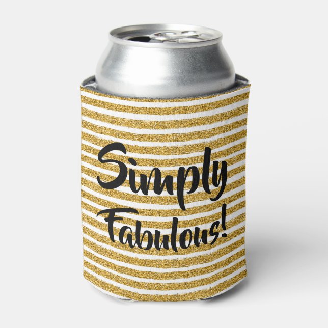 Gold Glitter Stripe Can Cooler (Can Front)