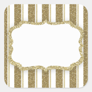 Gold Glitter Stripe - CUSTOMIZE Square Sticker