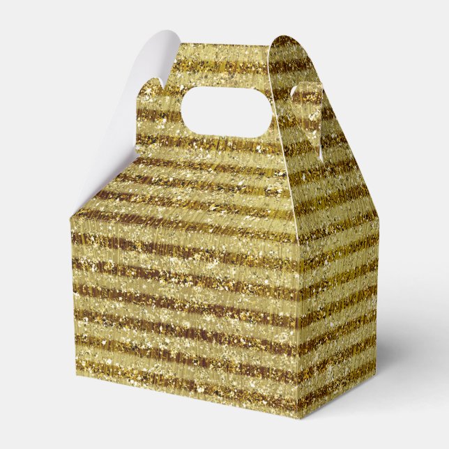 Gold Glitter Stripes Favor Boxes (Front Side)