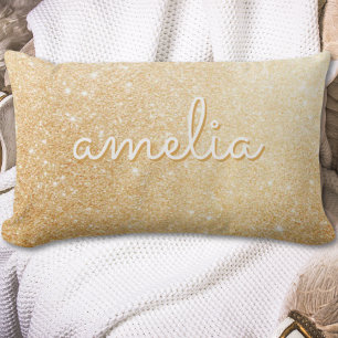 Gold Glitter Stylish Personalized Baby Name Pillow