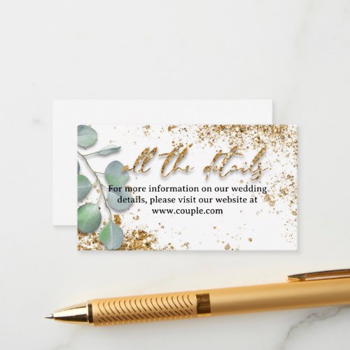 Gold glitter stylish Wedding Details card