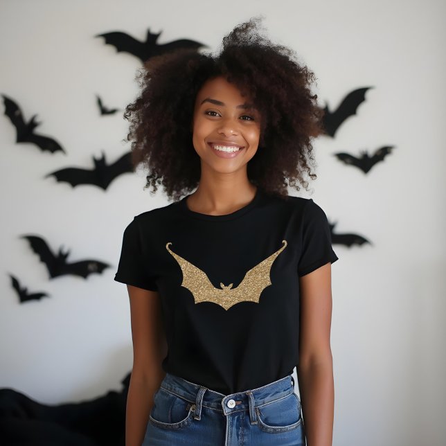 Gold Glitter Stylized Bat Halloween Tri-Blend Shirt (Gold Glitter Stylized Bat Halloween Tri-Blend Shirt)