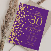Gold Glitter Surprise 30th Birthday Purple