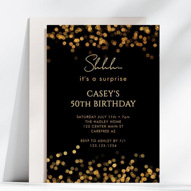 Gold Glitter Surprise 50th Birthday Invitation (Creator Uploaded)