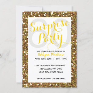 Gold Glitter Surprise 60th Birthday Invitation