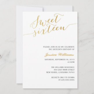 Gold Glitter Sweet Sixteen Invitation