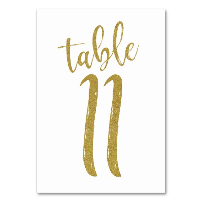 Gold Glitter Table Number 11 (Front)