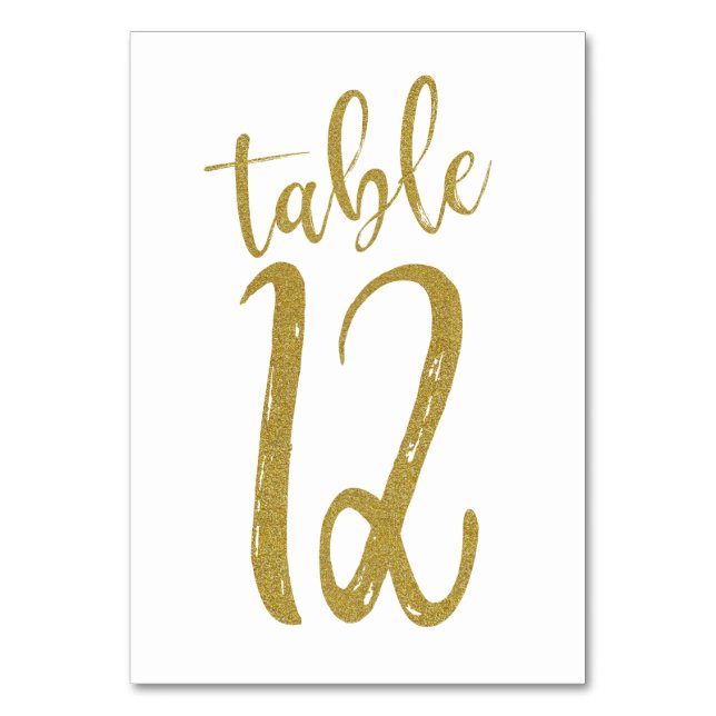 Gold Glitter Table Number 12 (Front)