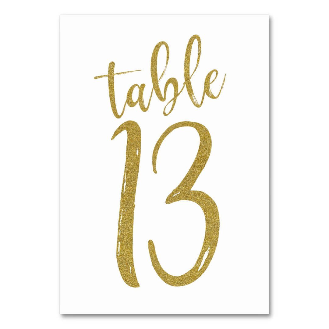 Gold Glitter Table Number 13 | Zazzle