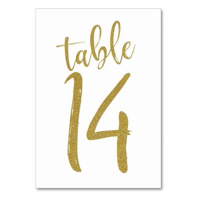 Gold Glitter Table Number 14 (Front)