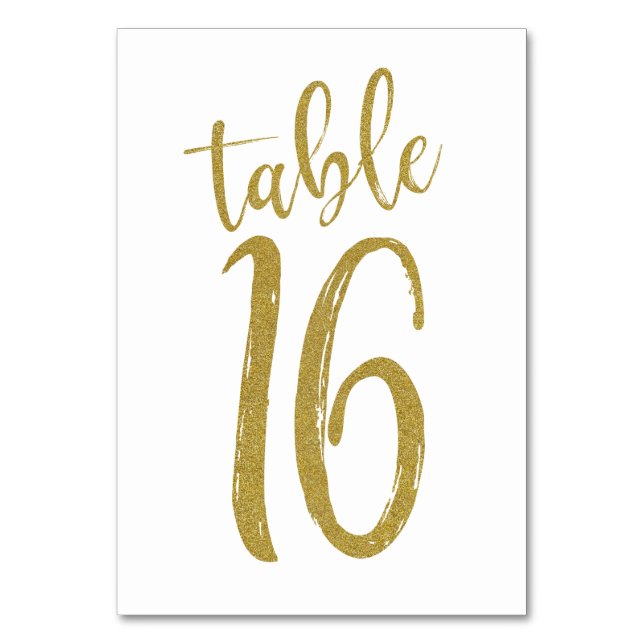 Gold Glitter Table Number 16 (Front)