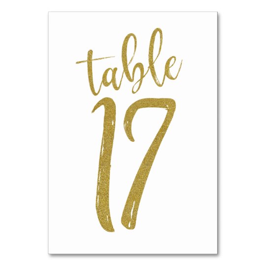 Gold Glitter Table Number 17 | Zazzle.com