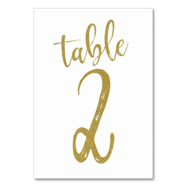 Gold Glitter Table Number 2 (Front)
