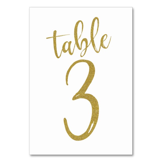 Gold Glitter Table Number 3 (Front)