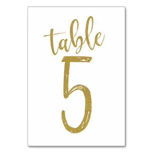 Gold Glitter Table Number 5