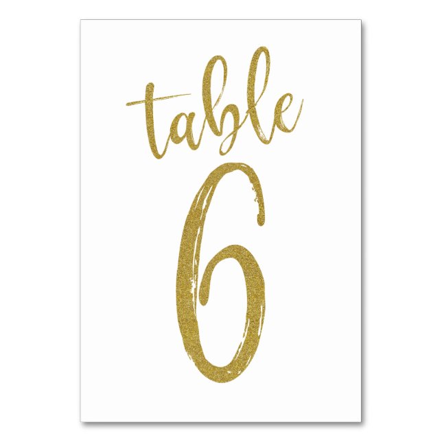 Gold Glitter Table Number 6 (Front)