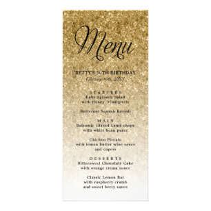 Gold Glitter Tall Menu Card