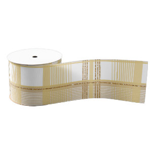 Gold glitter tartan grosgrain ribbon