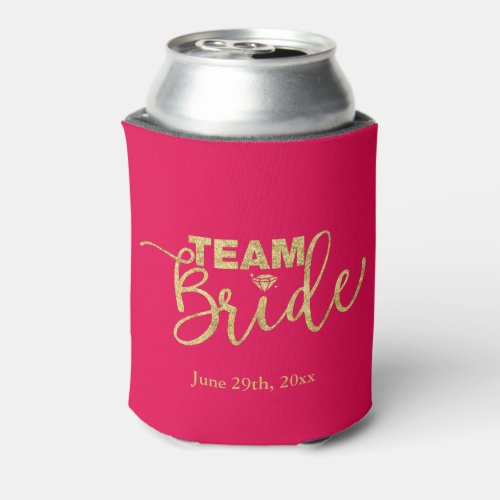 Custom Accessories 20 Gold Glitter Team Bride Bachelorette Favors Can Cooler