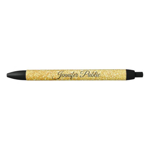 Gold Glitter Template Calligraphy Script Name Black Ink Pen