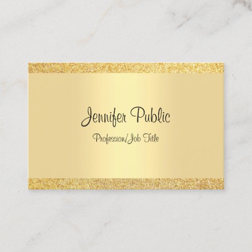 Gold Glitter Template Elegant Handwritten Script Business Card