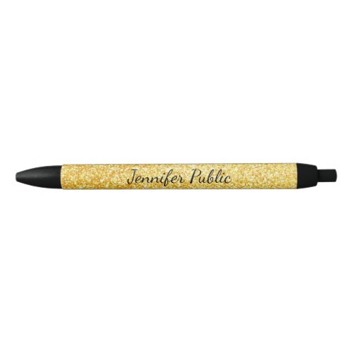 Gold Glitter Template Handwriting Script Name Black Ink Pen