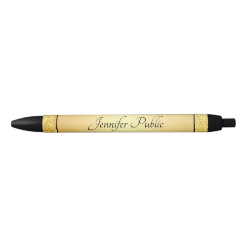 Gold Glitter Template Handwriting Script Name Text Black Ink Pen