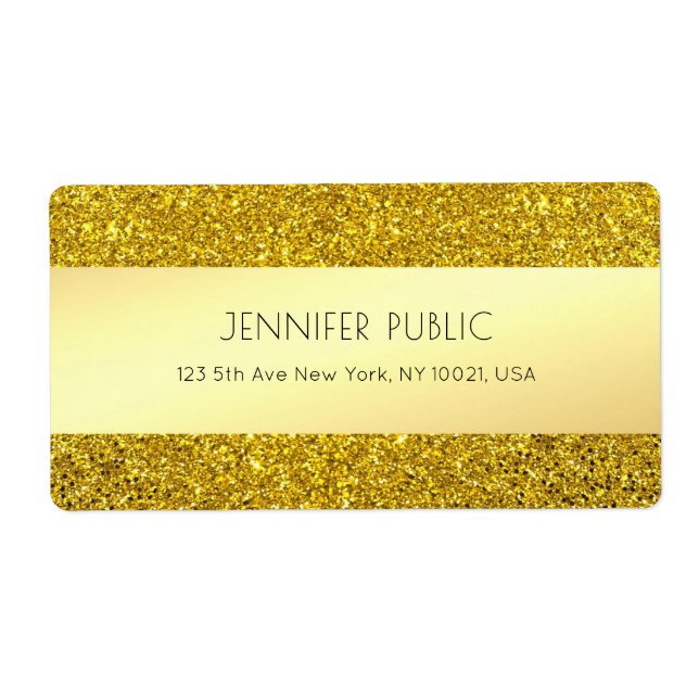 Gold Glitter Template Modern Professional Shipping Label (Front)