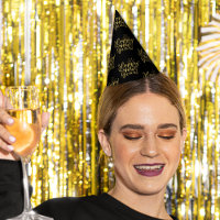 Gold Glitter Text Pattern Happy New Year