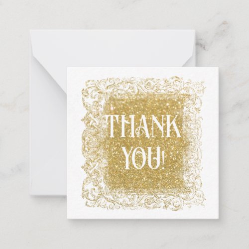   Gold Glitter THANK YOU  AP62 Flat Note Card