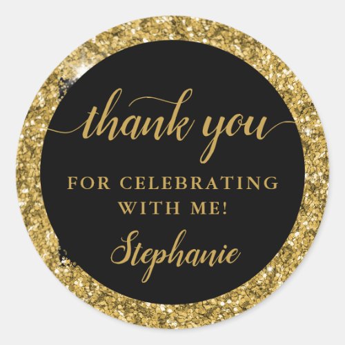 Gold Glitter Thank You Birthday Party Favor